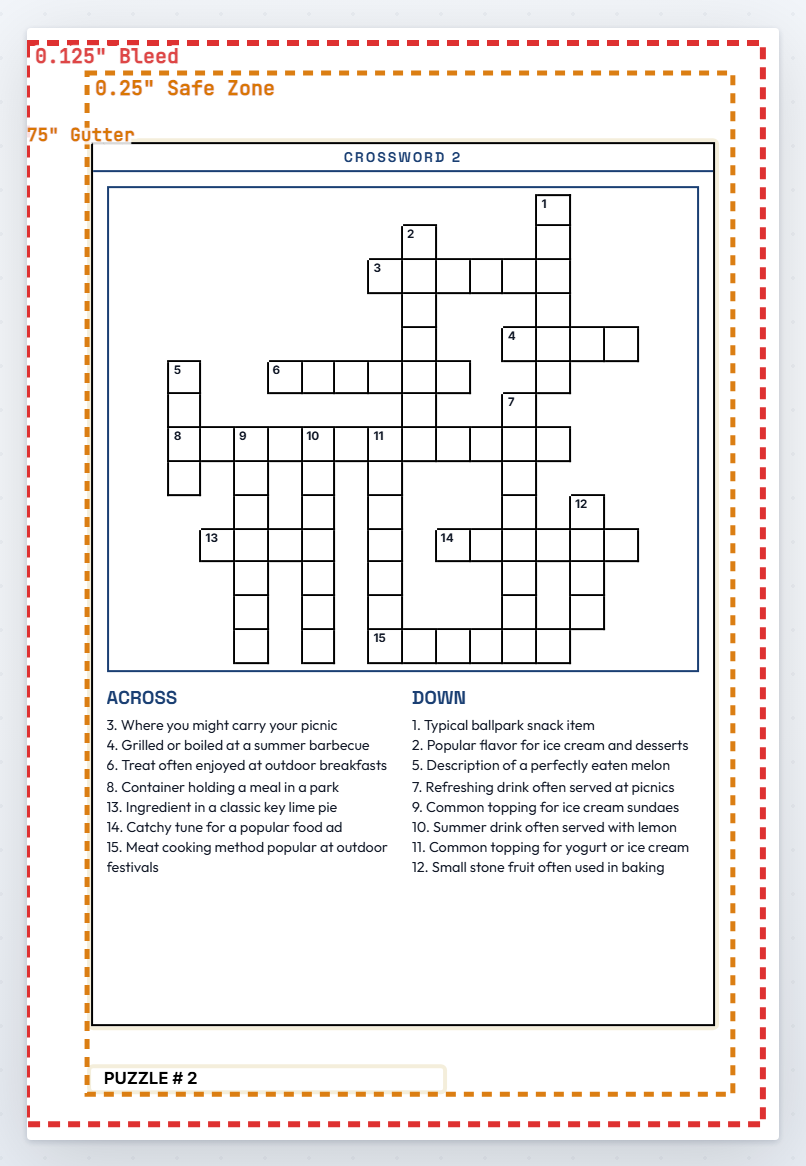 A generated crossword grid with Across and Down clues beneath it